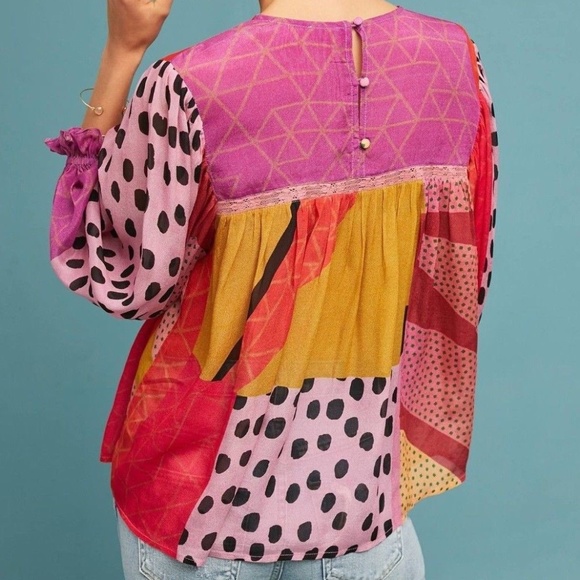 Anthropologie Eclectic Peasant Blouse by Bl-nk - Picture 2 of 8